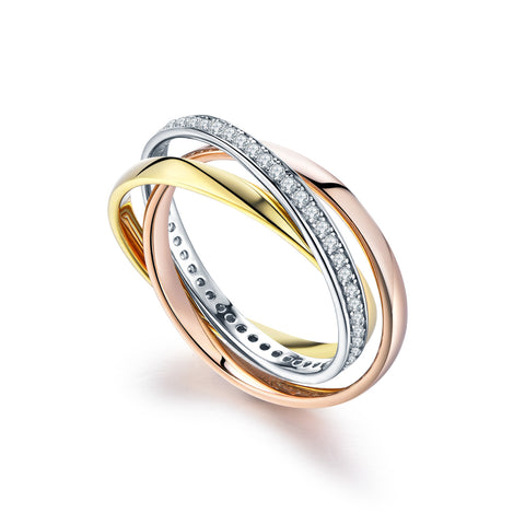 Sterling Silver 3 Colors Plated Bridal Set Rings