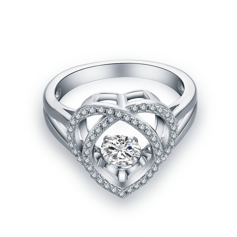 925 Sterling Silver Heart Dancing Ring