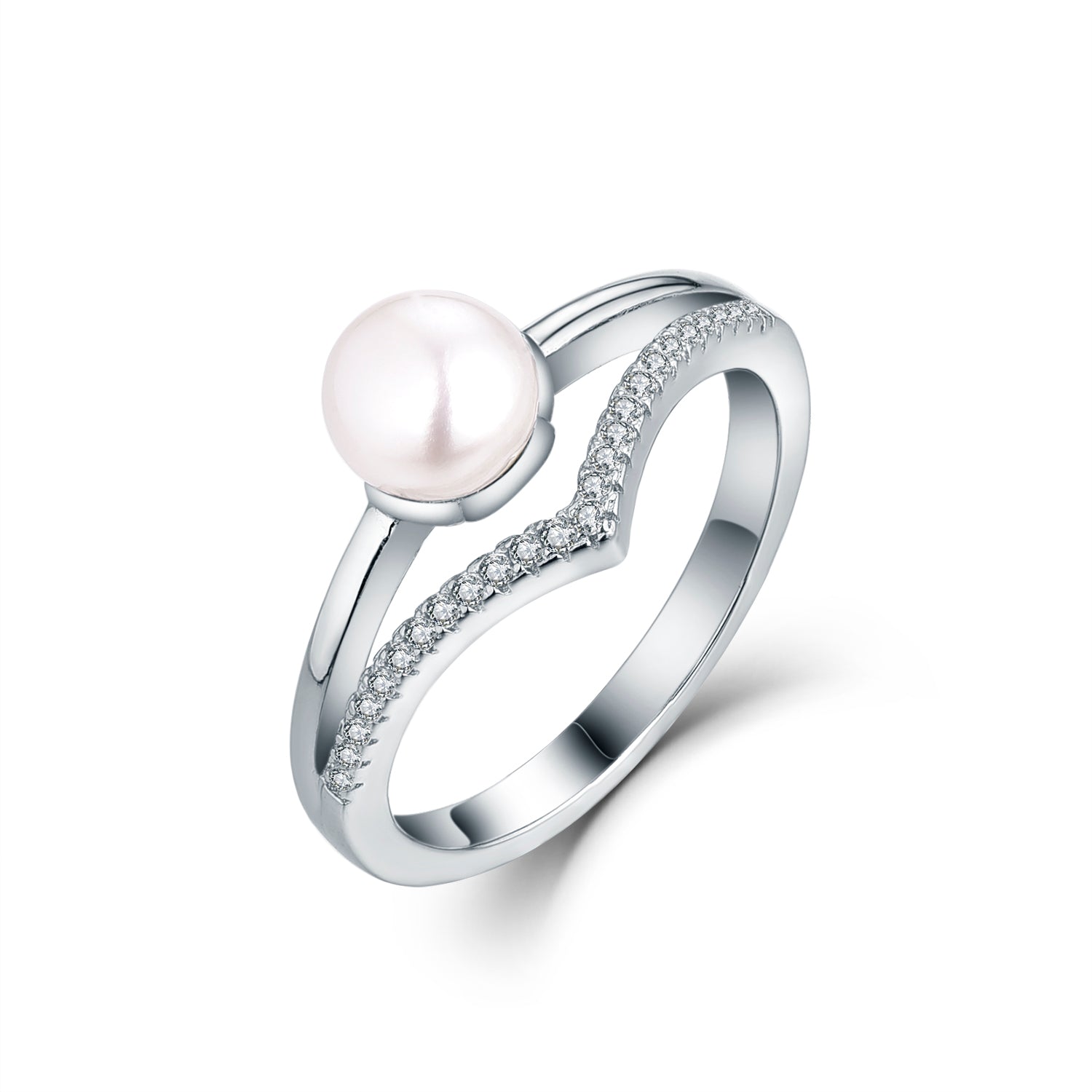 Sterling Silver Curved And Plain Pearl Rings