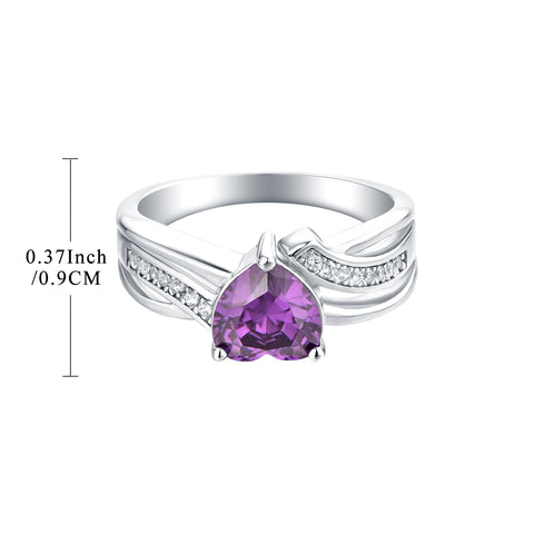 925 Sterling Silver Created Amethyst Heart Ring