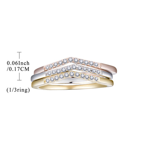 Sterling Silver Cubic Zirconia Bridal Set 3 Colors Ring