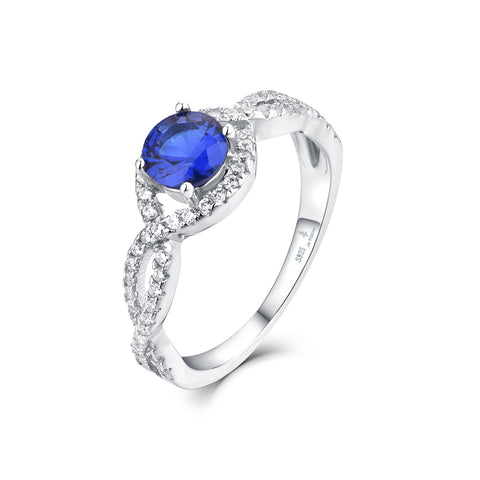 Silver Blue CZ Stones Engagement Ring