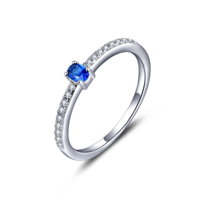 Sterling Silver Cubic Zirconia Simulated Sapphire Ring