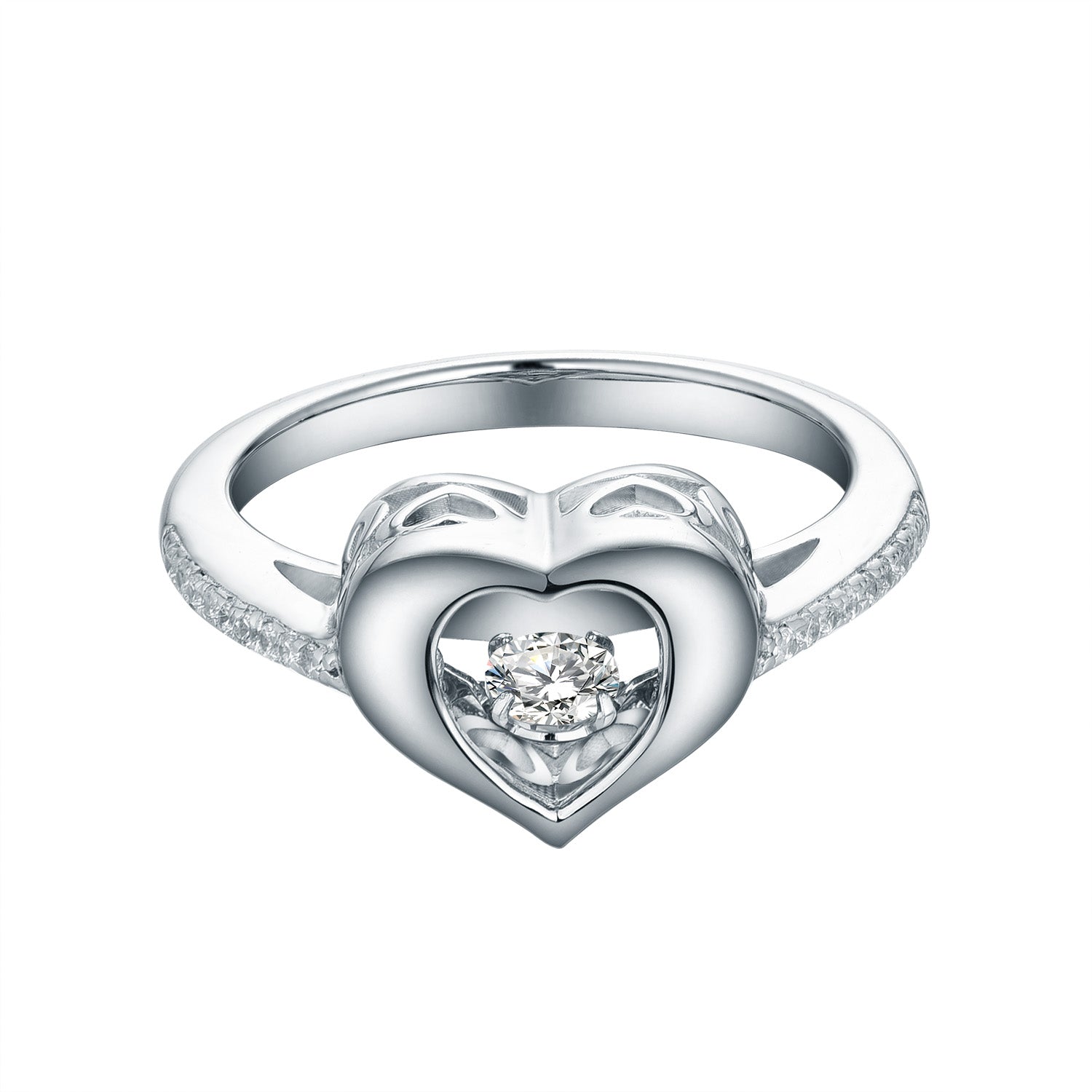 Silver Dancing Topaz Heart Ring