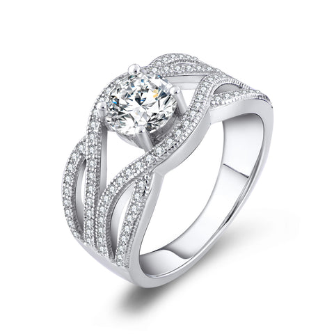 Sterling Silver Cubic Zirconia Engagement Ring