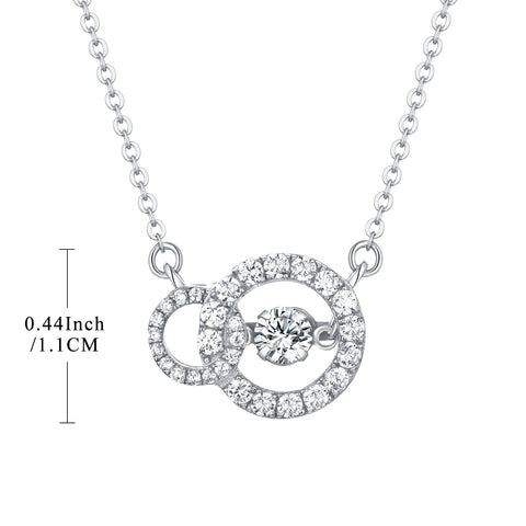 Sterling Silver Dancing Cubic Zirconia Circle Pendant Necklace