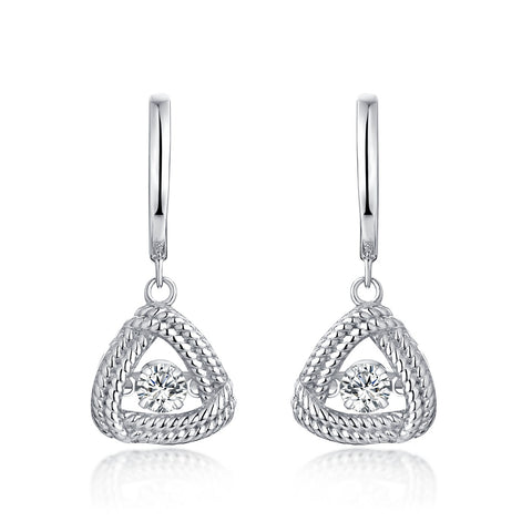 Sterling Silver Triangle Dancing Drop Earrings