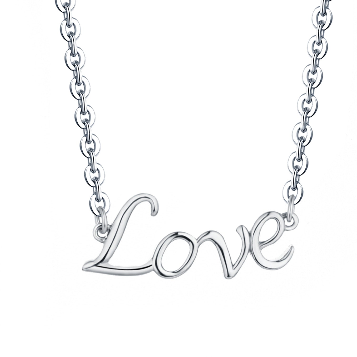 Sterling Silver LOVE Necklace Word Design