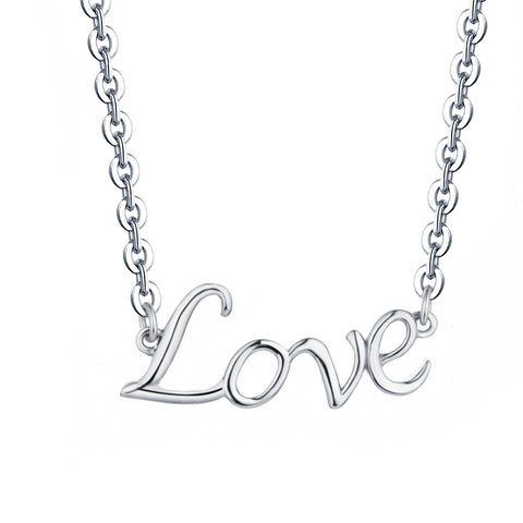 Sterling Silver LOVE Necklace Word Design