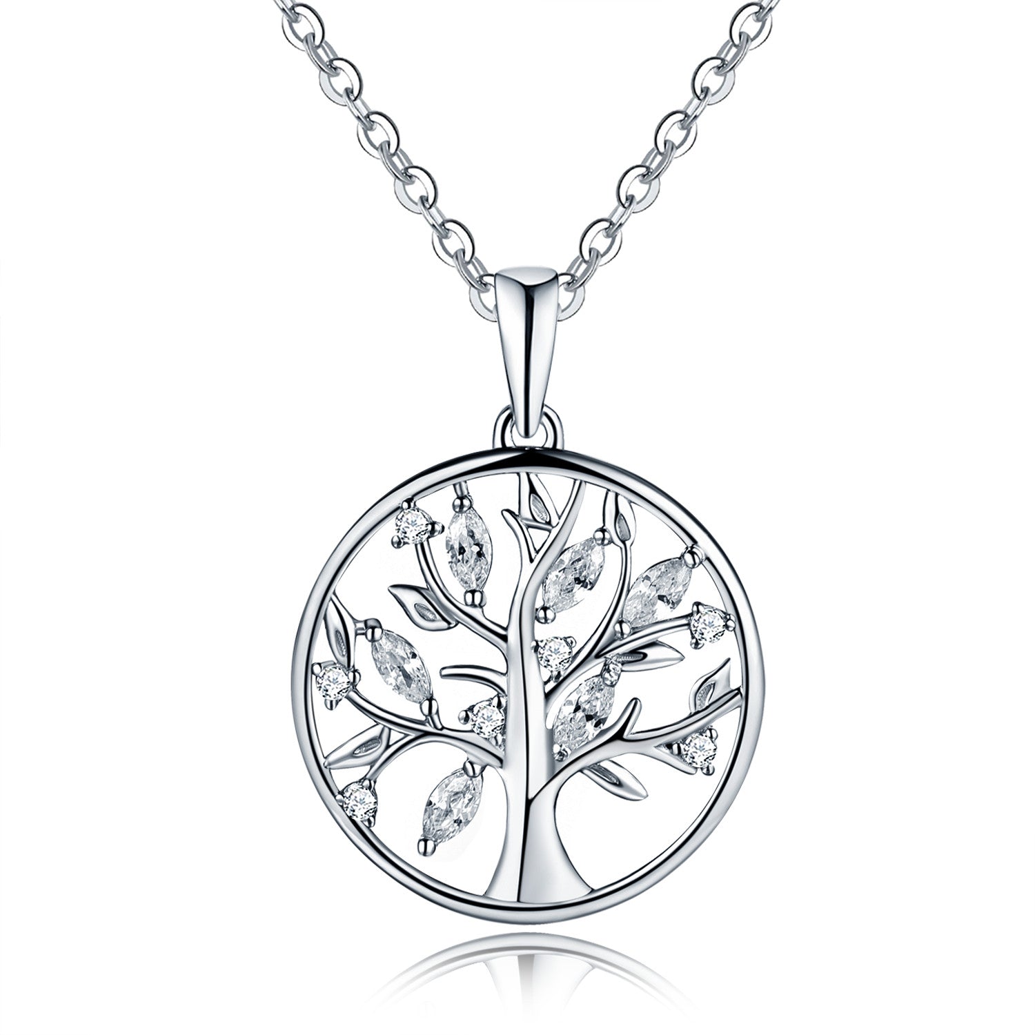 925 Sterling Silver Tree Of Life Necklace With CZ