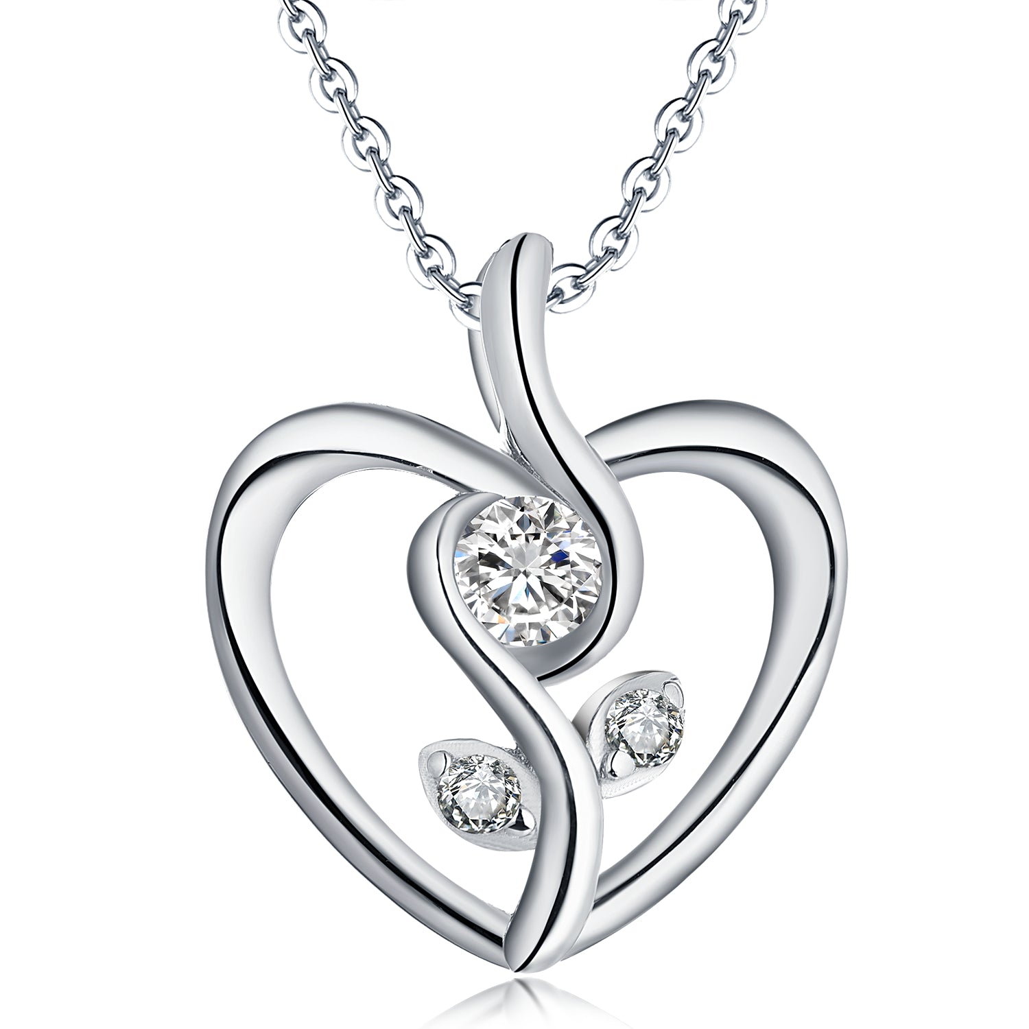 Sterling Silver Flower in Heart Necklace